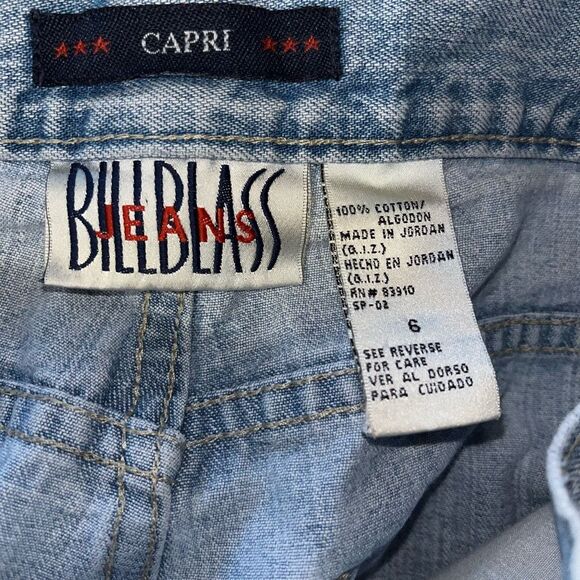 VTG Bill Blass Womens Size 6 Denim‎ Capris Blue Light Wash Pockets 100% Cotton - Picture 3 of 8